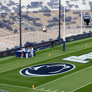 A general view of the Beaver Stadium end zone before a game between the Northwestern Wildcats and the Penn State Nittany Lions. 