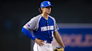 Aug 28, 2022; Phoenix, Arizona, US; East infielder Aidan Miller (16) during the Perfect Game All-American Classic high school baseball game at Chase Field.