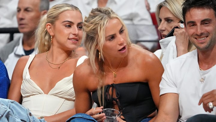 Haley Cavinder and Hanna Cavinder attend game four of the 2023 NBA Finals between the Miami Heat and Denver Nuggets