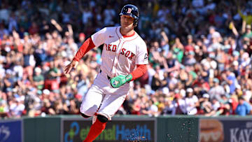Aug 31, 2025; Boston, Massachusetts, USA; Boston Red Sox third baseman Alex Bregman (2) rounds the bases to score on a two run home run by left fielder Jarren Duran (16) (not pictured) during the fifth inning against the Pittsburgh Pirates at Fenway Park. Mandatory Credit: Eric Canha-Imagn Images