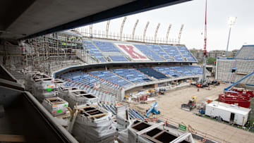 A view of stands from the suite levels are seen at David Booth Kansas Memorial Stadium during a media tour on April 25, 2025.