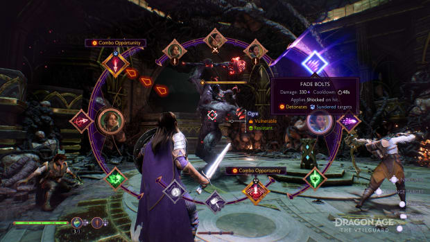 Dragon Age: The Veilguard combat screenshot - ability wheel