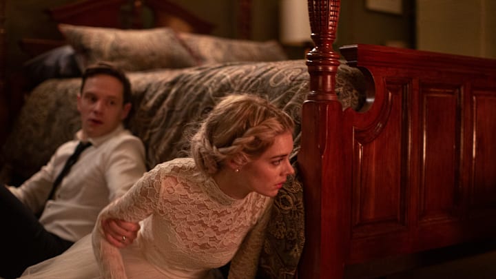 Mark O'Brien and Samara Weaving in the film READY OR NOT. Photo by Eric Zachanowich. © 2019 Twentieth Century Fox Film Corporation All Rights Reserved