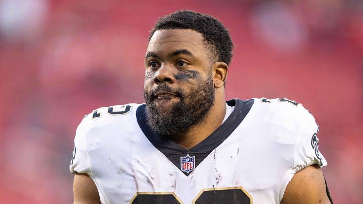 November 27, 2022; Santa Clara, California, USA; New Orleans Saints running back Mark Ingram II (22) after the game against the San Francisco 49ers at Levi's Stadium. Mandatory Credit: Kyle Terada-Imagn Images