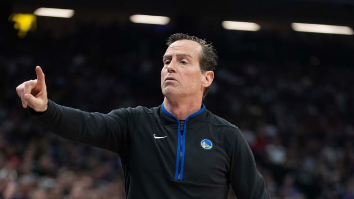 April 17, 2023; Sacramento, California, USA; Golden State Warriors assistant coach Kenny Atkinson during the second quarter in game two of the first round of the 2023 NBA Playoffs against the Sacramento Kings at Golden 1 Center.