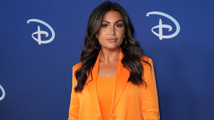 Molly Qerim attends the 2022 ABC Disney Upfront at Basketball City in New York. Molly Qerim attends the 2022 ABC Disney Upfront at Basketball City in New York.