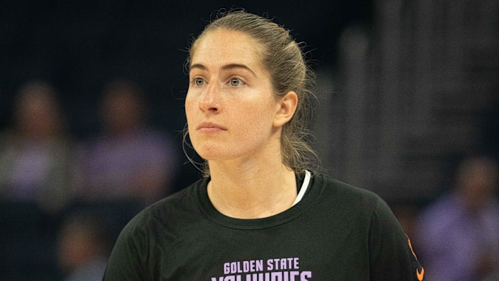 Golden State Valkyries guard Kate Martin (20) before the game against the Los Angeles Sparks at Chase Center.