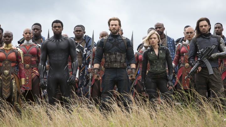 Marvel Studios' AVENGERS: INFINITY WAR

L to R: Okoye (Danai Gurira), Black Panther/T'Challa (Chadwick Boseman), Captain America/Steve Rogers (Chris Evans), Black Widow/Natasha Romanoff (Scarlet Johansson) and Winter Soldier/Bucky Barnes (Sebastian Stan)

Photo: Chuck Zlotnick

©Marvel Studios 2018