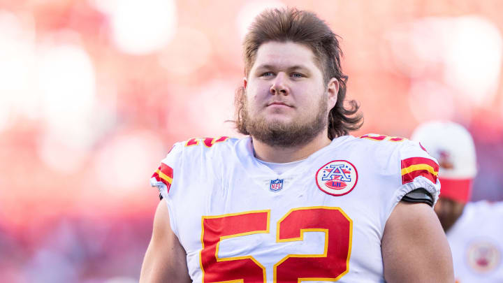 Chiefs center Creed Humphrey walks off the field after the game against the 49ers at Levi's Stadium in 2022.