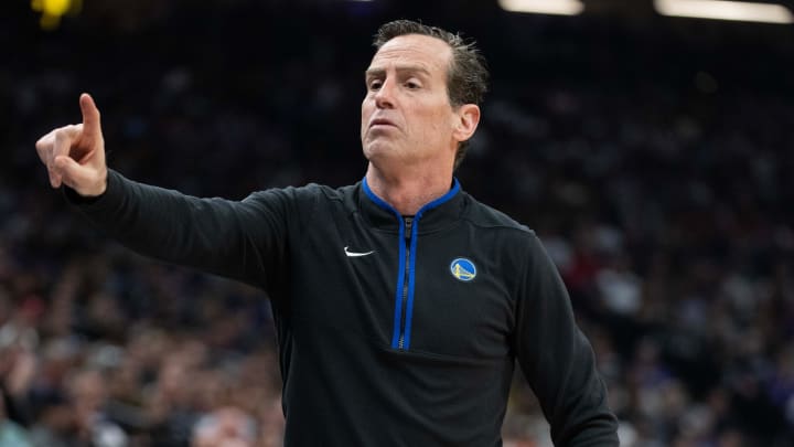 April 17, 2023; Sacramento, California, USA; Golden State Warriors assistant coach Kenny Atkinson during the second quarter in game two of the first round of the 2023 NBA playoffs against the Sacramento Kings at Golden 1 Center. Mandatory Credit: Kyle Terada-USA TODAY Sports