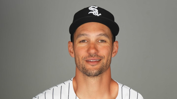 Feb 21, 2024; Glendale, AZ, USA; Chicago White Sox coach Grady Sizemore poses for a photo during Media Day at Camelback Ranch.