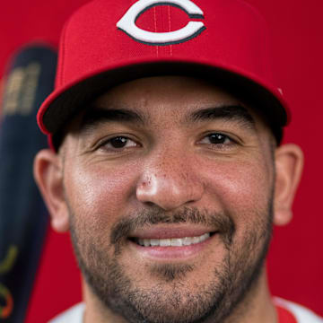 Cincinnati Reds catcher Jose Trevino (35) during the annual team picture day at the Cincinnati Reds Player Development Complex in Goodyear, Ariz., on Tuesday, Feb. 18, 2025.