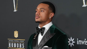 Feb 6, 2025; New Orleans, LA, USA;  Pat Surtain II on the red carpet before Super Bowl LIX NFL Honors at Saenger Theatre. Mandatory Credit: Kirby Lee-Imagn Images