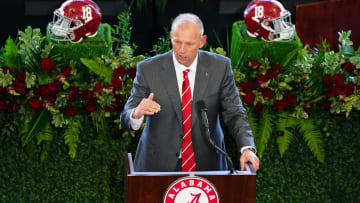 Jan 13, 2024; Tuscaloosa, AL, USA; University of Alabama new head football coach Kalen DeBoer speaks