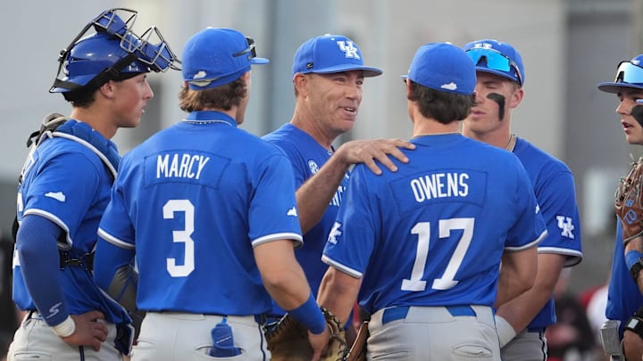 Kentucky’s Nick Mingione coaches against Louisville at Jim Patterson Stadium in the 119th Battle of the Bluegrass.April 21, 2026