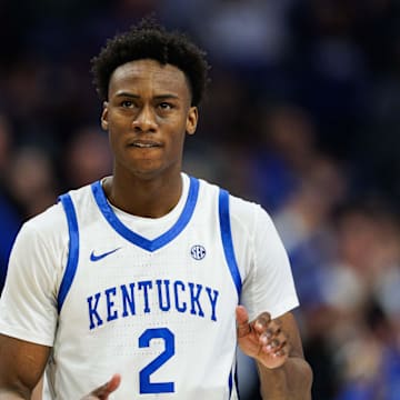 Jaxson Robinson during No. 14 Kentucky's 80–57 win over South Carolina on Feb. 8, 2025.