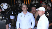Oct 25, 2025; Nashville, Tennessee, USA; Vanderbilt Commodores head coach Clark Lea waits to take the field before their game against the Missouri Tigers at FirstBank Stadium. Mandatory Credit: Steve Roberts-Imagn Images