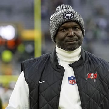 Dec 17, 2023; Green Bay, Wisconsin, USA;  Tampa Bay Buccaneers head coach Todd Bowles walks from the field following the game against the Green Bay Packers at Lambeau Field. Mandatory Credit: Jeff Hanisch-USA TODAY Sports