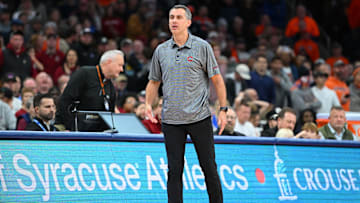 Nov 12, 2024; Syracuse, New York, USA; Colgate Raiders head coach Matt Langel looks on against the Syracuse Orange during the second half at the JMA Wireless Dome. Mandatory Credit: Rich Barnes-Imagn Images