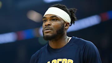 Indiana Pacers forward Jarace Walker (5) before a game against the Golden State Warriors.