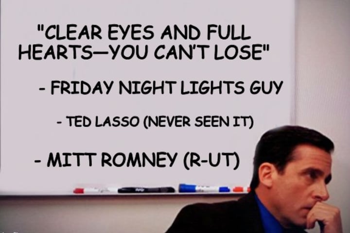 Mitt Romney As Ted Lasso Misquotes Friday Night Lights For Halloween