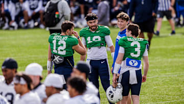 BYU quarterbacks during Spring camp