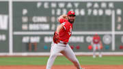 Jul 2, 2025; Boston, MA, USA; Cincinnati Reds relief pitcher Sam Moll (50) delivers a pitch during the fourth inning against the Boston Red Sox at Fenway Park. Mandatory Credit: Paul Rutherford-Imagn Images