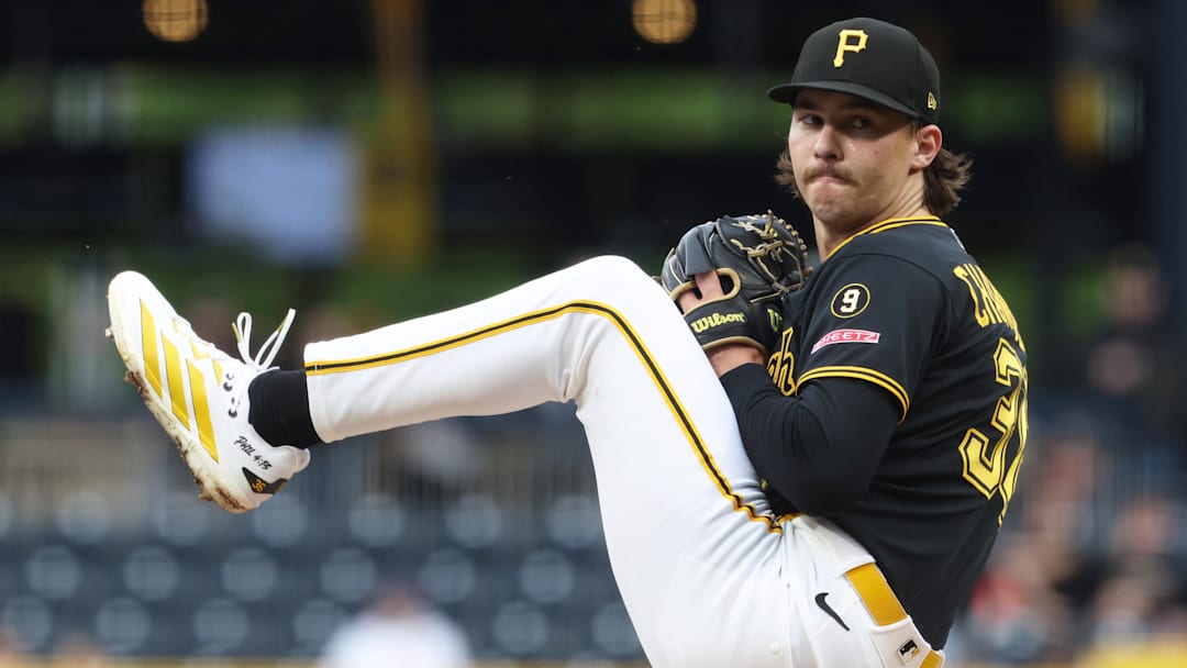 Apr 29, 2026; Pittsburgh, Pennsylvania, USA;  Pittsburgh Pirates starting pitcher Bubba Chandler (36) delivers a pitch against the St. Louis Cardinals during the first inning at PNC Park. Mandatory Credit: Charles LeClaire-Imagn Images