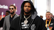 Philadelphia Eagles defender Jalen Carter arrives for Super Bowl LIX at Caesars Superdome against the Kansas City Chiefs