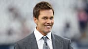Oct 13, 2024; Arlington, Texas, USA; Fox Sports  broadcaster Tom Brady before the game between the Dallas Cowboys and Detroit Lions at AT&T Stadium. Mandatory Credit: Kevin Jairaj-Imagn Images