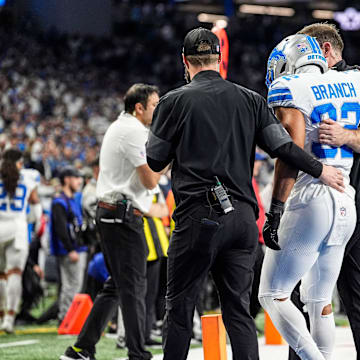 Brian Branch walks off the field during a victory over the Dallas Cowboys.