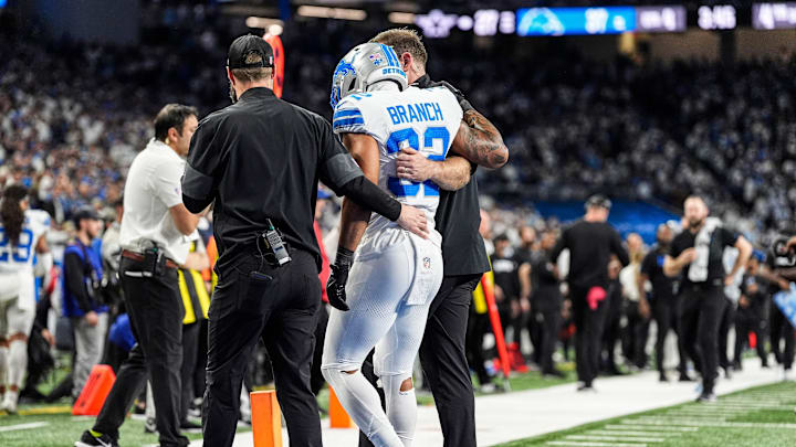 Brian Branch walks off the field during a victory over the Dallas Cowboys. Brian Branch walks off the field during a victory over the Dallas Cowboys.