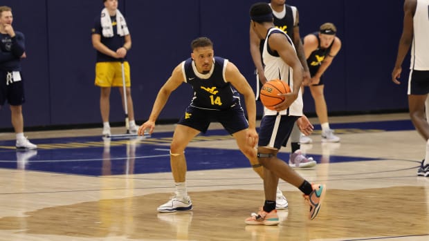 West Virginia University guard Jayden Stone