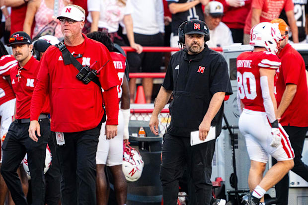 Nebraska Cornhuskers head coach Matt Rhule on the sideline during the first quarter against the Colorado Buffaloes 