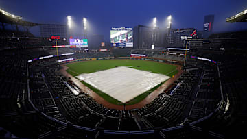 The Philadelphia Phillies and Atlanta Braves are in a rain delay at Truist Park.