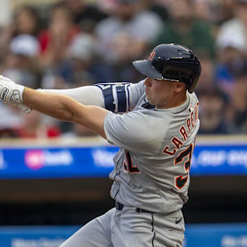 Kerry Carpenter and the Tigers are road favorites against the Twins on Friday night.