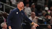 Mar 28, 2025; Atlanta, GA, USA; Mississippi Rebels head coach Chris Beard in the first half of a South Regional semifinal of the 2025 NCAA tournament against the Michigan State Spartans at State Farm Arena. Mandatory Credit: Dale Zanine-Imagn Images