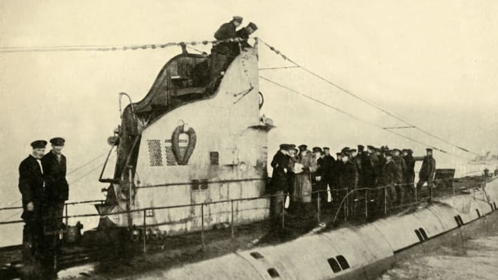 A German submarine  not unlike the one destroyed by a poop.