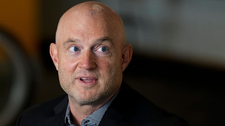 Cincinnati Bengals director of player personnel, Duke Tobin, speaks during the annual Cincinnati Bengals media day event at Paycor Stadium in downtown Cincinnati on Monday, July 21, 2025.