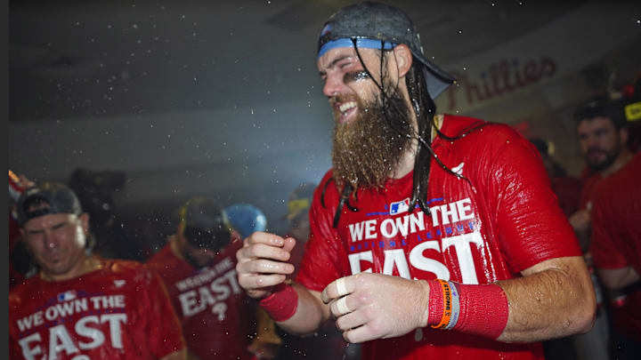 Philadelphia Phillies outfielder Brandon Marsh found out that the club earned a first-round bye during a postgame interview on Wednesday night. Philadelphia Phillies outfielder Brandon Marsh found out that the club earned a first-round bye during a postgame interview on Wednesday night.