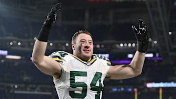 Dec 31, 2023; Minneapolis, Minnesota, USA; Green Bay Packers linebacker Kristian Welch (54) runs off the field after the game against the Minnesota Vikings at U.S. Bank Stadium. Mandatory Credit: Jeffrey Becker-Imagn Images