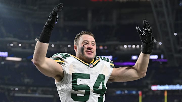 Dec 31, 2023; Minneapolis, Minnesota, USA; Green Bay Packers linebacker Kristian Welch (54) runs off the field after the game against the Minnesota Vikings at U.S. Bank Stadium. Mandatory Credit: Jeffrey Becker-Imagn Images