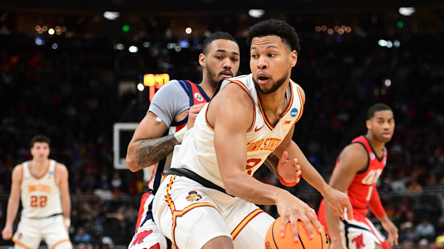 Iowa State power forward Joshua Jefferson dribbles against Mississippi guard Dre Davis.