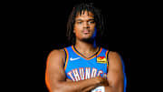 Dillon Jones is pictured during the Thunder media day at the Paycom Center in Oklahoma City, on Monday, Sept. 30, 2024.