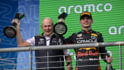 Oct 23, 2022; Austin, Texas, USA; Helmut Marko (left) and Red Bull Racing Limited driver Max Verstappen (right) of Team Netherlands celebrate winning the U.S. Grand Prix F1 race at Circuit of the Americas. Mandatory Credit: Jerome Miron-USA TODAY Sports