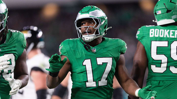 Philadelphia Eagles linebacker Nakobe Dean on Nov 3, 2024. Philadelphia Eagles linebacker Nakobe Dean on Nov 3, 2024.