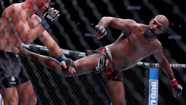 Jon Jones fighting Stipe Mioci