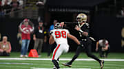 Oct 26, 2025; New Orleans, Louisiana, USA; New Orleans Saints quarterback Spencer Rattler (2) throws downfield during the first quarter against the Tampa Bay Buccaneers at Caesars Superdome. Mandatory Credit: Matthew Hinton-Imagn Images