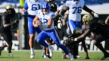 BYU's Jake Retzlaff run the ball against UCF