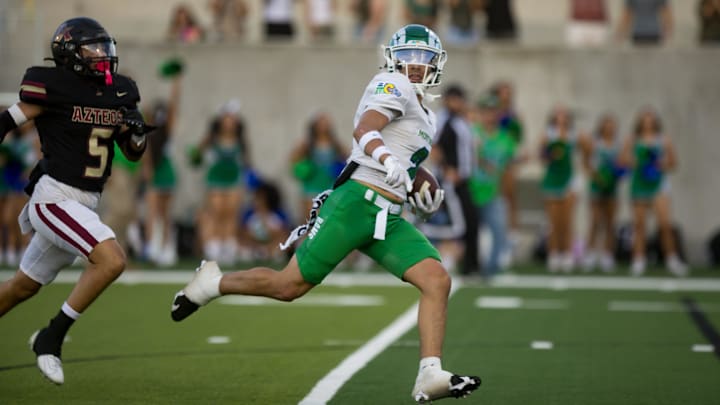 Montwood’s Aidan Banuelos (2) runs the ball and makes a touchdown during a football game against Montwood on Friday, Sept. 13, 2024, at the Socorro ISD Student Activities Complex 2 in El Paso. Montwood is a sleeper to watch in District 1-6A this year. Montwood’s Aidan Banuelos (2) runs the ball and makes a touchdown during a football game against Montwood on Friday, Sept. 13, 2024, at the Socorro ISD Student Activities Complex 2 in El Paso. Montwood is a sleeper to watch in District 1-6A this year.